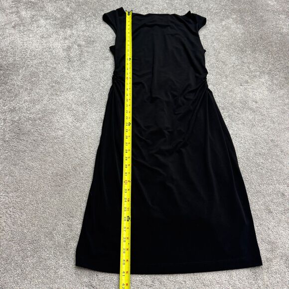 David Meister Vintage Knee Length Ruched Sheath Dress Womens 12 Black Cowl NWOT - Picture 7 of 14